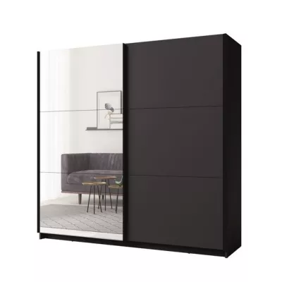 Vysoká šatní skříň 151 cm se zrcadlem APASTO - grafitová