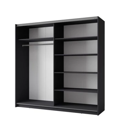 Velká šatní skříň 201 cm se zrcadlem APASTO - grafitová