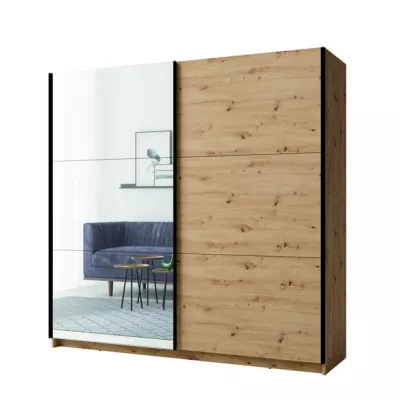 Velká šatní skříň 201 cm se zrcadlem APASTO - dub artisan