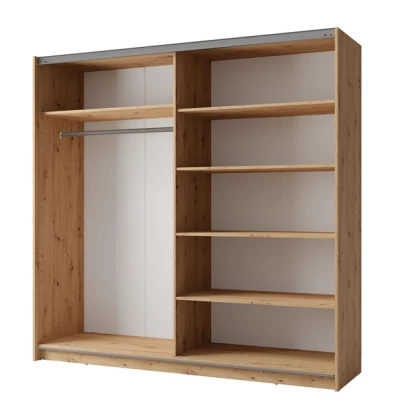 Velká šatní skříň 201 cm se zrcadlem APASTO - dub artisan