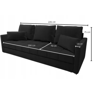 Trojmístná rozkládací pohovka KLAVERA 2 - černá 2