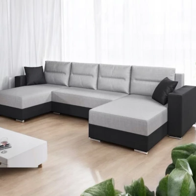 Rozkládací sedací souprava do U LUCASA 3 - šedá / černá