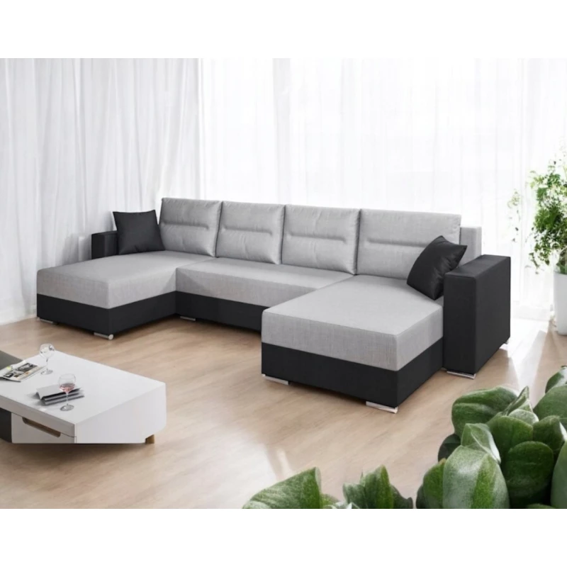 Rozkládací sedací souprava do U LUCASA 3 - šedá / černá