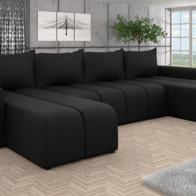 Elegantní sedací souprava do U AMANDA 2 - černá