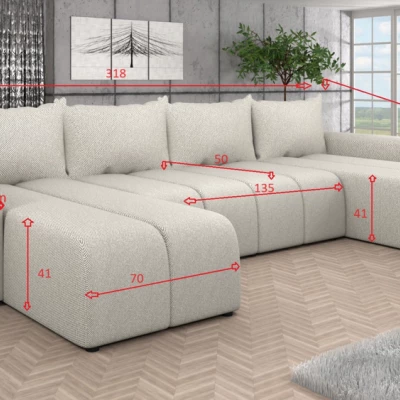 Elegantní sedací souprava do U AMANDA 3 - grafitová