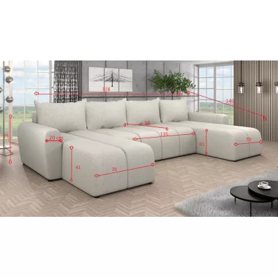 Elegantní sedací souprava do U AMANDA 3 - hnědá