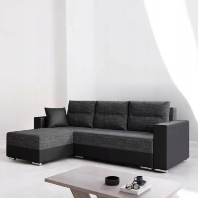 Rohová sedací souprava KANANDA 3 - černá eko kůže