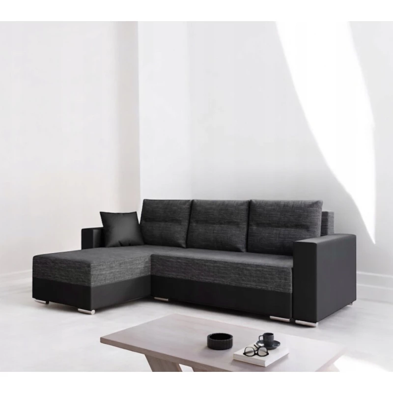 Rohová sedací souprava KANANDA 2 - černá eko kůže