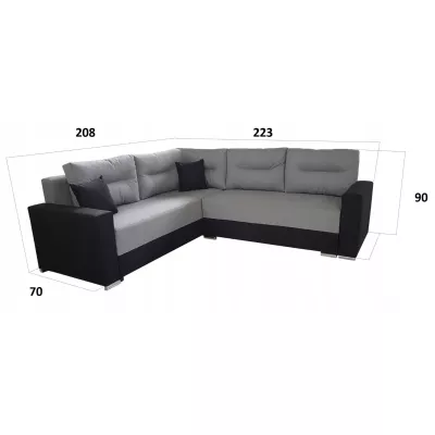 Rohová rozkládací sedací souprava HEMILY 3 - bílá ekokůže / šedá