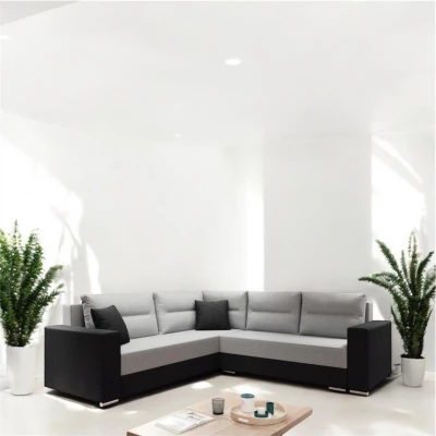 Rohová rozkládací sedací souprava HEMILY 2 - černá / šedá