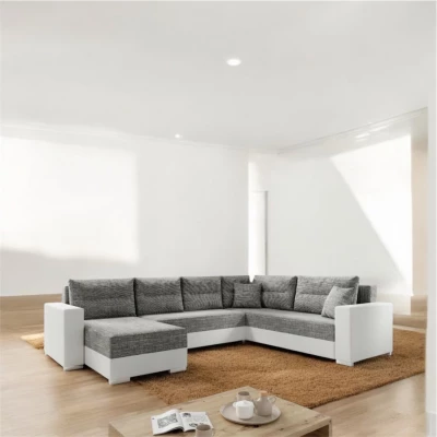 Rozkládací sedací souprava ISAMARA 2 - šedá / bílá eko kůže