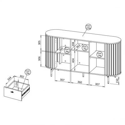 Kombinovaná komoda APEX - černá