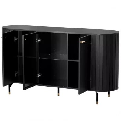Komoda s prosklenými dvířky APEX - černá