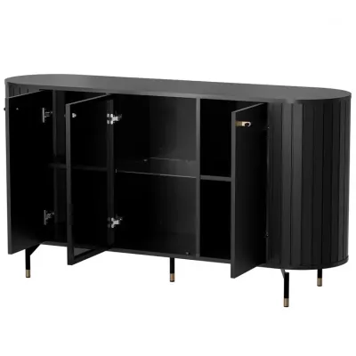 Komoda s prosklenými dvířky APEX - černá