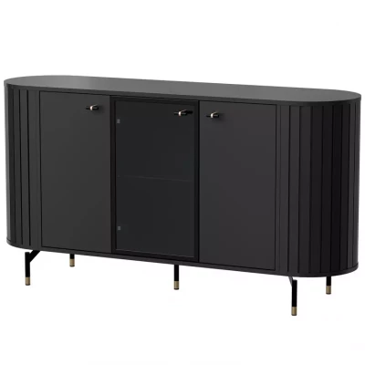 Komoda s prosklenými dvířky APEX - černá