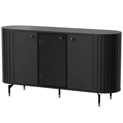 Komoda s prosklenými dvířky APEX - černá