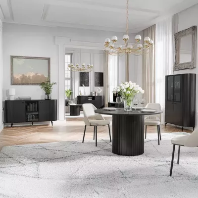 Komoda s prosklenými dvířky APEX - černá