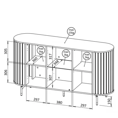 Komoda s prosklenými dvířky APEX - černá