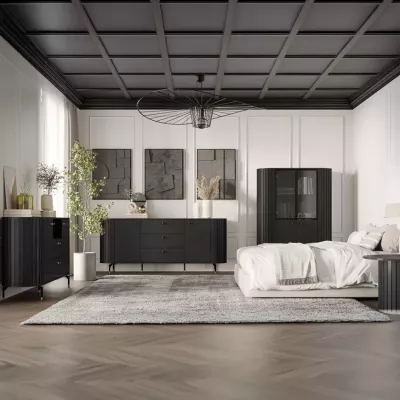 Široká kombinovaná komoda APEX - černá