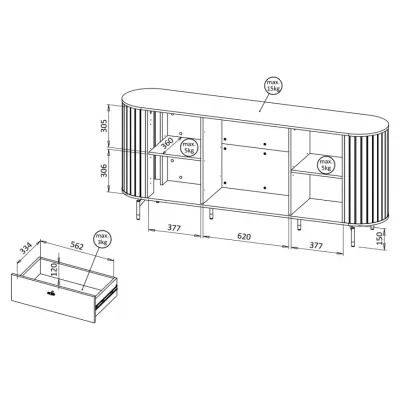 Široká kombinovaná komoda APEX - černá