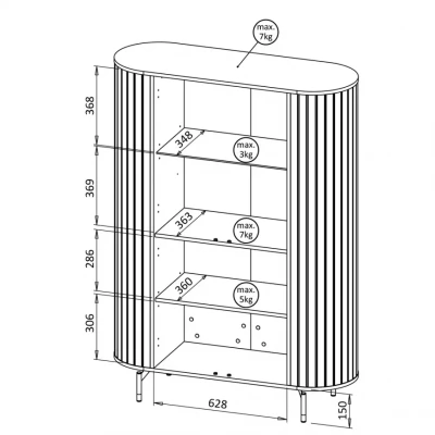 Vysoká vitrína APEX - kašmír