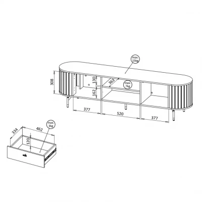 Široký televizní stolek APEX - kašmír