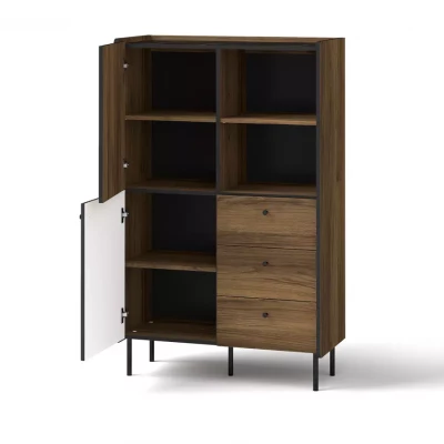 Vysoká komoda ASHEBORO - ořech / san sebastian / černá