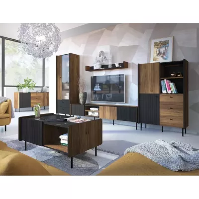 Vysoká komoda ASHEBORO - ořech / san sebastian / černá