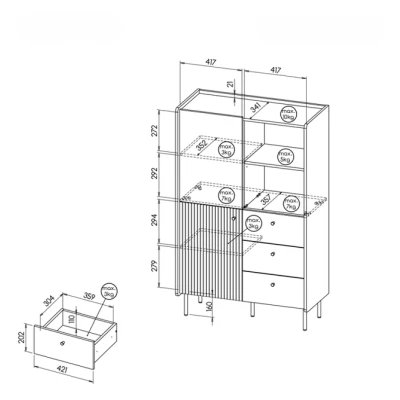 Vysoká komoda ASHEBORO - ořech / san sebastian / černá