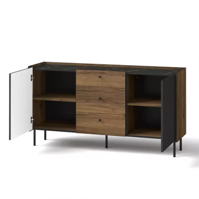 Kombinovaná komoda ASHEBORO - ořech / san sebastian / černá