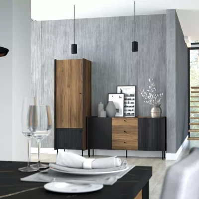 Kombinovaná komoda ASHEBORO - ořech / san sebastian / černá