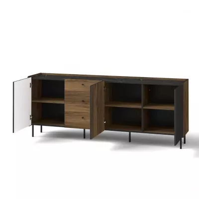 Kombinovaná široká komoda ASHEBORO - ořech / san sebastian / černá