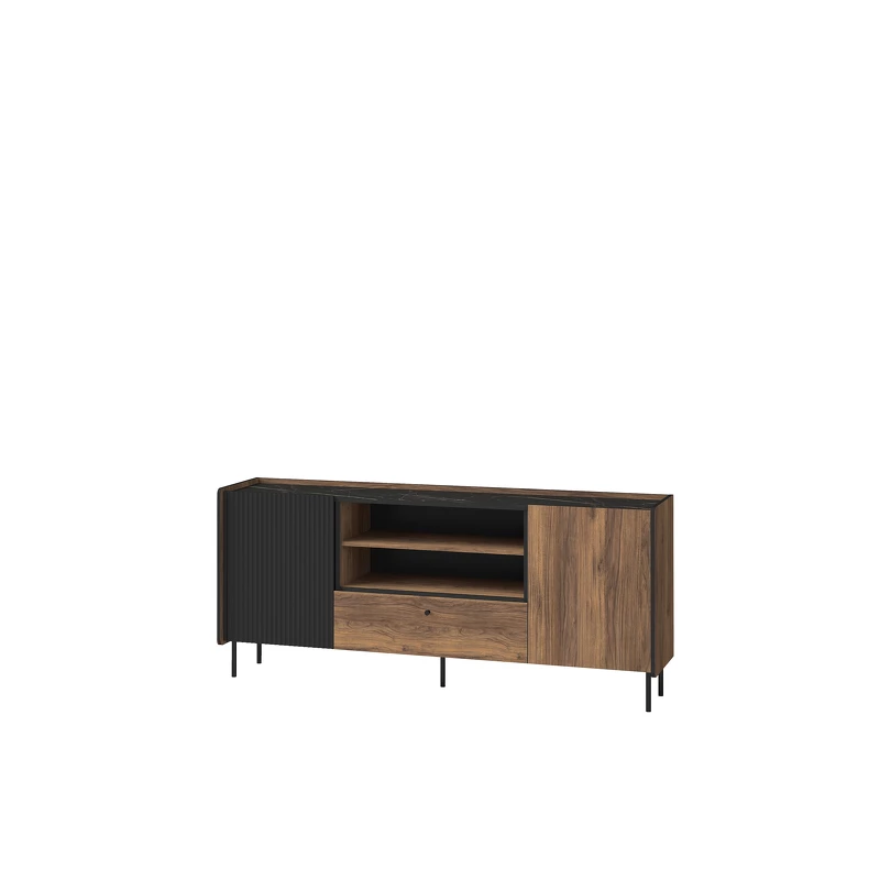 Široká komoda ASHEBORO - ořech / san sebastian / černá