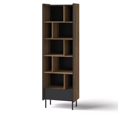 Úzký regál ASHEBORO - ořech / černý