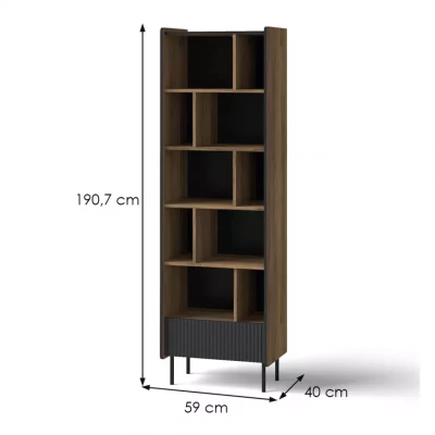 Úzký regál ASHEBORO - ořech / černý