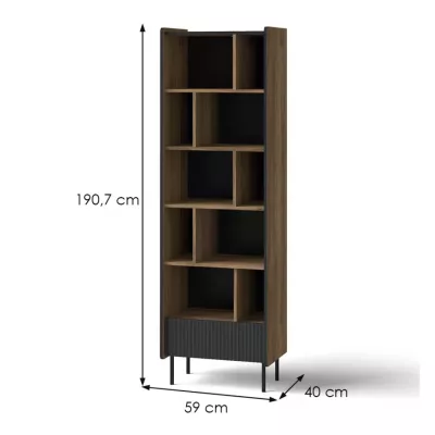 Úzký regál ASHEBORO - ořech / černý