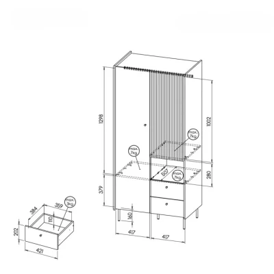 Vysoká šatní skříň 89 cm ASHEBORO - ořech / černá