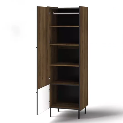 Policová šatní skříň 59 cm ASHEBORO - ořech / černá