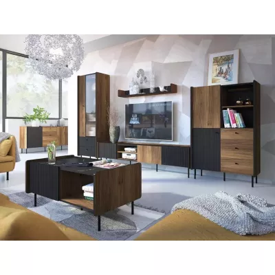 Televizní stolek ASHEBORO - ořech / san sebastian / černý