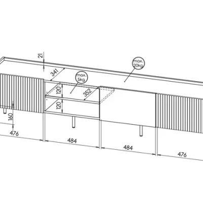 Televizní stolek ASHEBORO - ořech / san sebastian / černý