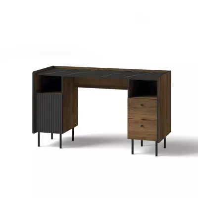 Psací stůl ASHEBORO - ořech / san sebastian / černý