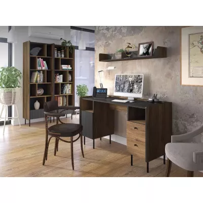 Psací stůl ASHEBORO - ořech / san sebastian / černý