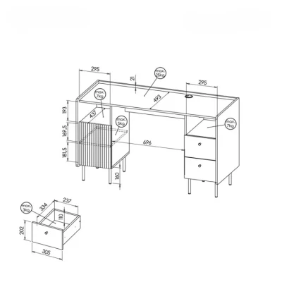 Psací stůl ASHEBORO - ořech / san sebastian / černý