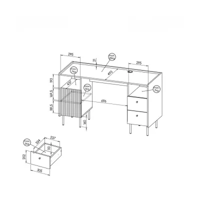 Psací stůl ASHEBORO - ořech / san sebastian / černý
