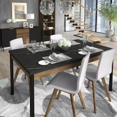 Rozkládací jídelní stůl 160(240)x90 ASHEBORO - ořech / san sebastian / černý