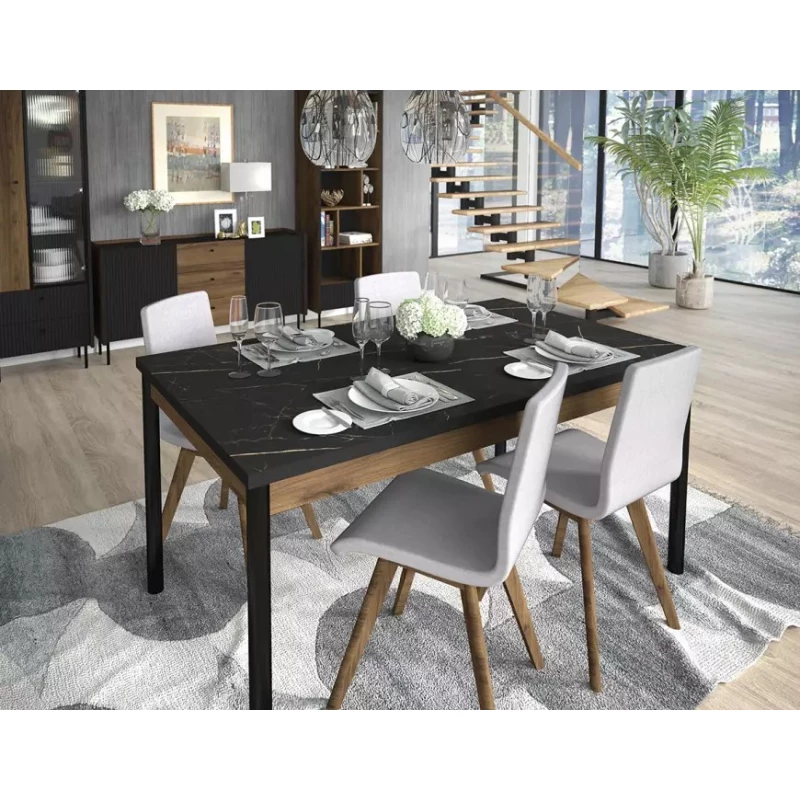 Rozkládací jídelní stůl 160(240)x90 ASHEBORO - ořech / san sebastian / černý