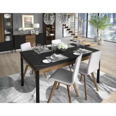 Rozkládací jídelní stůl 160(240)x90 ASHEBORO - ořech / san sebastian / černý