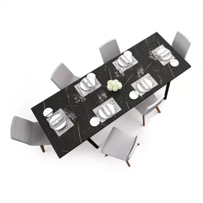 Rozkládací jídelní stůl 160(240)x90 ASHEBORO - ořech / san sebastian / černý