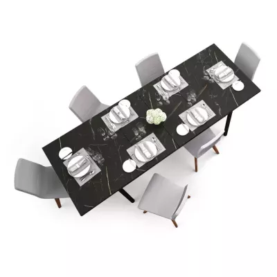 Rozkládací jídelní stůl 160(240)x90 ASHEBORO - ořech / san sebastian / černý