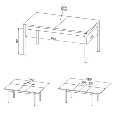 Rozkládací jídelní stůl 160(240)x90 ASHEBORO - ořech / san sebastian / černý